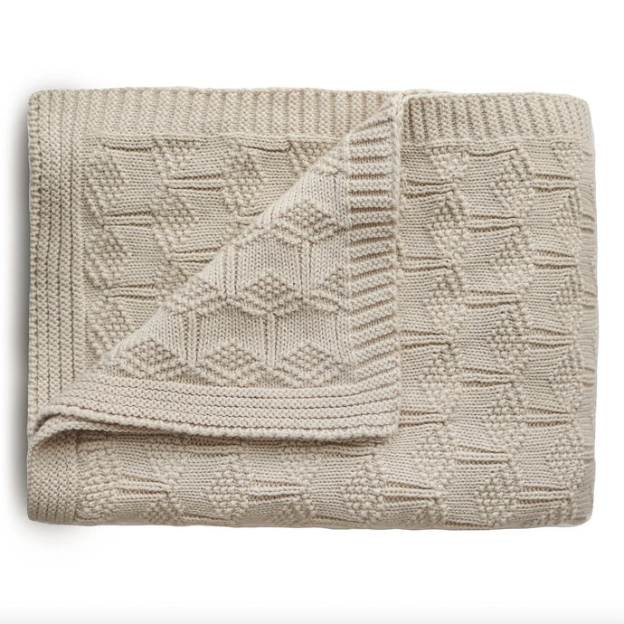 knitted honeycomb baby blanket | beige - big little noise