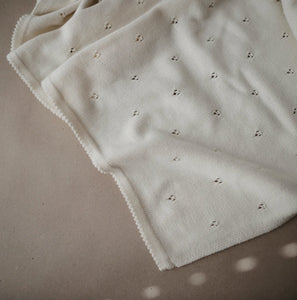knitted pointelle baby blanket | ivory - big little noise