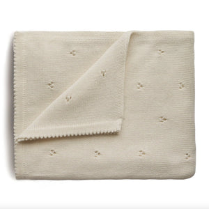 knitted pointelle baby blanket | ivory - big little noise