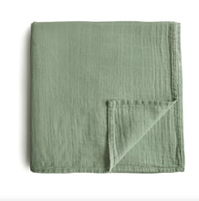 Organic Cotton Muslin Swaddle Blanket | sage - big little noise